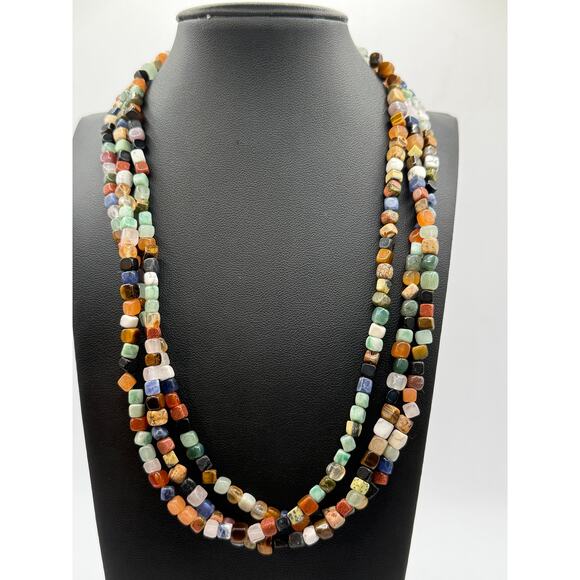 Native American Natural Gemstones 3 Strand Necklace - Picture 1 of 2